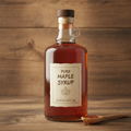 Pure Vermont Maple Syrup on oak wood background